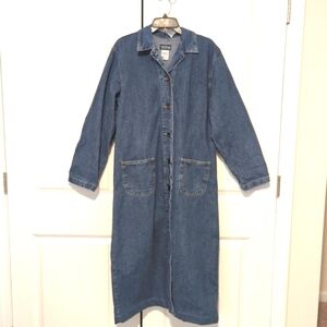 Vintage French Dressing Denim Long Trench Coat Jean Dress Sz14 Y2K Boho …